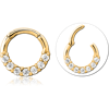 Gold PVD Coated Surgical Steel Grade 316L Jeweled Hinged Septum Ring CRYSTAL
