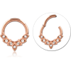 Rose Gold PVD Coated Surgical Steel Grade 316L Round Jeweled Hinged Segment Ring CRYSTAL