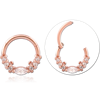 Rose Gold PVD Coated Surgical Steel Grade 316L Jeweled Hinged Segment Ring CRYSTAL