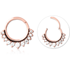 Rose Gold PVD Coated Surgical Steel Grade 316L Round Jeweled Hinged Segment Ring CRYSTAL