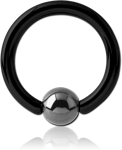BLACK PVD COATED TITANIUM ALLOY BALL CLOSURE RING WITH HEMATITE BALL