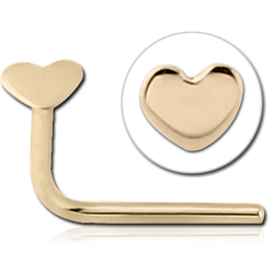 14 KARAT GOLD YELLOW 90 DEGREE HEART NOSE STUD