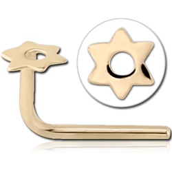 14 KARAT GOLD YELLOW 90 DEGREE STAR OF DAVID NOSE STUD