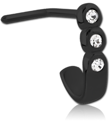 BLACK PVD COATED SURGICAL STEEL GRADE 316L 90 DEGREE JEWELED WRAP AROUND NOSE STUD