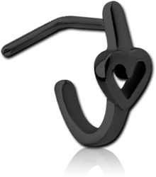 BLACK PVD COATED SURGICAL STEEL GRADE 316L 90 DEGREE WRAP AROUND NOSE STUD - HEART