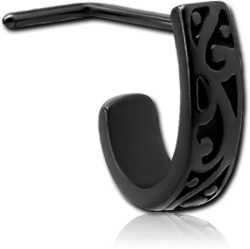 BLACK PVD COATED SURGICAL STEEL GRADE 316L 90 DEGREE WRAP AROUND NOSE STUD - FILIGREE