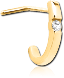 GOLD PVD COATED SURGICAL STEEL GRADE 316L 90 DEGREE JEWELED WRAP AROUND NOSE STUD