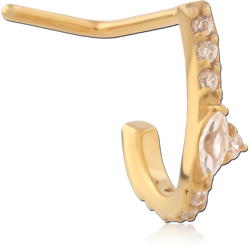 316L GOLD PVD COATED SURGICAL STEEL GRADE 316L 90 DEGREE JEWELED WRAP AROUND NOSE STUD
