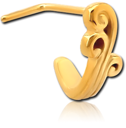 GOLD PVD COATED SURGICAL STEEL GRADE 316L 90 DEGREE WRAP AROUND NOSE STUD