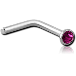 SURGICAL STEEL GRADE 316L PREMIUM CRYSTAL JEWELED 90 DEGREE NOSE STUD