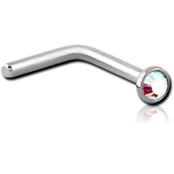SURGICAL STEEL GRADE 316L OPTIMA CRYSTAL JEWELED 90 DEGREE NOSE STUD