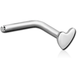 SURGICAL STEEL GRADE 316L HEART 90 DEGREE NOSE STUD