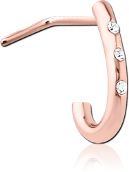 ROSE GOLD PVD COATED SURGICAL STEEL GRADE 316L 90 DEGREE JEWELED WRAP AROUND NOSE STUD