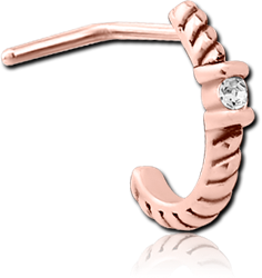 ROSE GOLD PVD COATED SURGICAL STEEL GRADE 316L 90 DEGREE JEWELED WRAP AROUND NOSE STUD