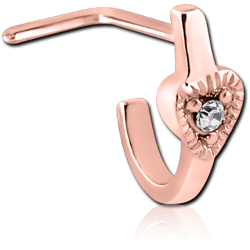 ROSE GOLD PVD COATED SURGICAL STEEL GRADE 316L 90 DEGREE JEWELED WRAP AROUND NOSE STUD