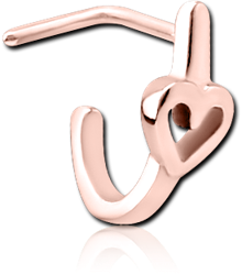 ROSE GOLD PVD COATED SURGICAL STEEL GRADE 316L 90 DEGREE WRAP AROUND NOSE STUD - HEART