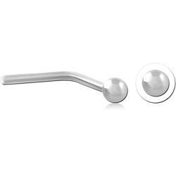 STERLING SILVER 925 RHODIUM COATED 90 DEGREE BALL NOSE STUD