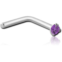 SURGICAL STEEL GRADE 316L 90 DEGREE PRONG SET 1.5MM JEWELED NOSE STUD