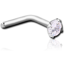 SURGICAL STEEL GRADE 316L 90 DEGREE PRONG SET 2.5MM JEWELED NOSE STUD