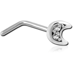 SURGICAL STEEL GRADE 316L 90 DEGREE JEWELED NOSE STUD