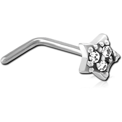 SURGICAL STEEL GRADE 316L 90 DEGREE JEWELED NOSE STUD