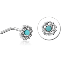 SURGICAL STEEL GRADE 316L 90 DEGREE JEWELED NOSE STUD - FLOWER