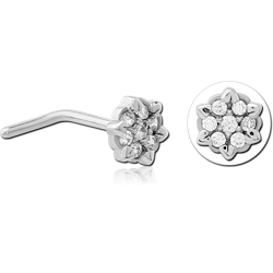 SURGICAL STEEL GRADE 316L 90 DEGREE JEWELED NOSE STUD - FLOWER