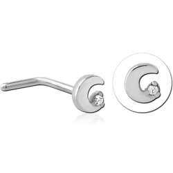 SURGICAL STEEL GRADE 316L 90 DEGREE JEWELED NOSE STUD