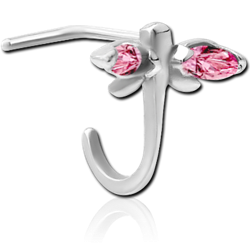 SURGICAL STEEL GRADE 316L 90 DEGREE JEWELED WRAP AROUND NOSE STUD