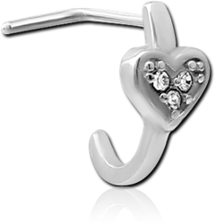 SURGICAL STEEL GRADE 316L 90 DEGREE JEWELED WRAP AROUND NOSE STUD - HEART