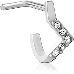 SURGICAL STEEL GRADE 316L 90 DEGREE JEWELED WRAP AROUND NOSE STUD - TRIPLE TOP