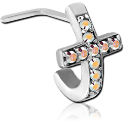 SURGICAL STEEL GRADE 316L 90 DEGREE JEWELED WRAP AROUND NOSE STUD