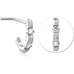 SURGICAL STEEL GRADE 316L 90 DEGREE JEWELED WRAP AROUND NOSE STUD