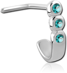 SURGICAL STEEL GRADE 316L 90 DEGREE JEWELED WRAP AROUND NOSE STUD