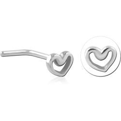 SURGICAL STEEL GRADE 316L 90 DEGREE NOSE STUD - HEART