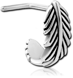 SURGICAL STEEL GRADE 316L 90 DEGREE WRAP AROUND NOSE STUD - FEATHER
