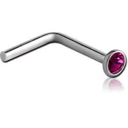 TITANIUM ALLOY JEWELED 90 DEGREE NOSE STUD