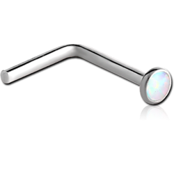 TITANIUM ALLOY SYNTHETIC OPAL 90 DEGREE NOSE STUD