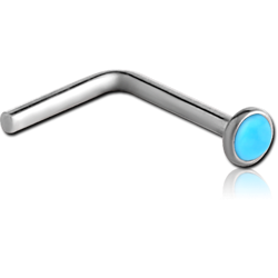 TITANIUM ALLOY SEMI PRECIOUS CABOCHON STONE 90 DEGREE NOSE STUD