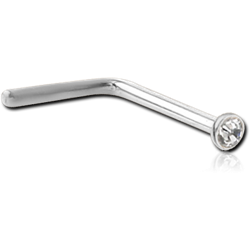 18 KARAT GOLD WHITE 90 DEGREE NOSE STUD BEZEL SET 1.6MM DIAMOND