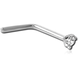 18 KARAT GOLD WHITE 90 DEGREE NOSE STUD WITH 1.35MM PRONG SET DIAMOND