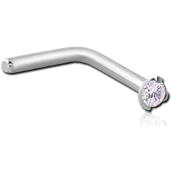 STERILE SURGICAL STEEL GRADE 316L 90 DEGREE PRONG SET 1.5MM JEWELED NOSE STUD