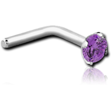 STERILE SURGICAL STEEL GRADE 316L 90 DEGREE PRONG SET 2.5MM JEWELED NOSE STUD