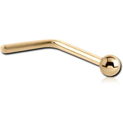 STERILE ZIRCON GOLD PVD COATED SURGICAL STEEL GRADE 316L 90 DEGREE BALL NOSE STUD