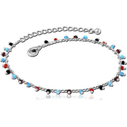 NICKEL FREE RHODIUM PLATED BASE METAL BEADS ANKLET