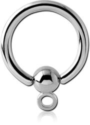 SURGICAL STEEL GRADE 316L BALL CLOSURE RING WITH HOOP