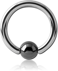 SURGICAL STEEL GRADE 316L BALL CLOSURE RING WITH HEMATITE BALL