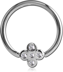 SURGICAL STEEL GRADE 316L JEWELED BALL CLOSURE RING