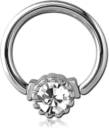 SURGICAL STEEL GRADE 316L JEWELED BALL CLOSURE RING