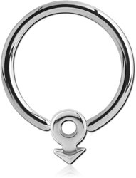 SURGICAL STEEL GRADE 316L BALL CLOSURE RING WITH MALE SIGN ATTACHMENT